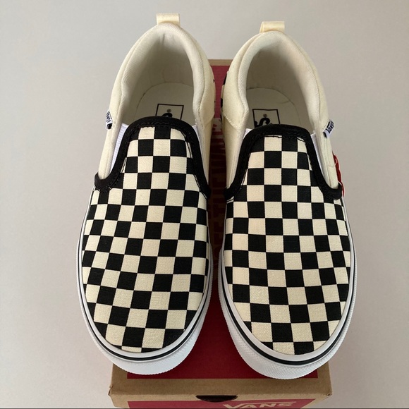 Vans Youth Size 2 Asher Checkers Slip On Sneakers - Picture 2 of 9
